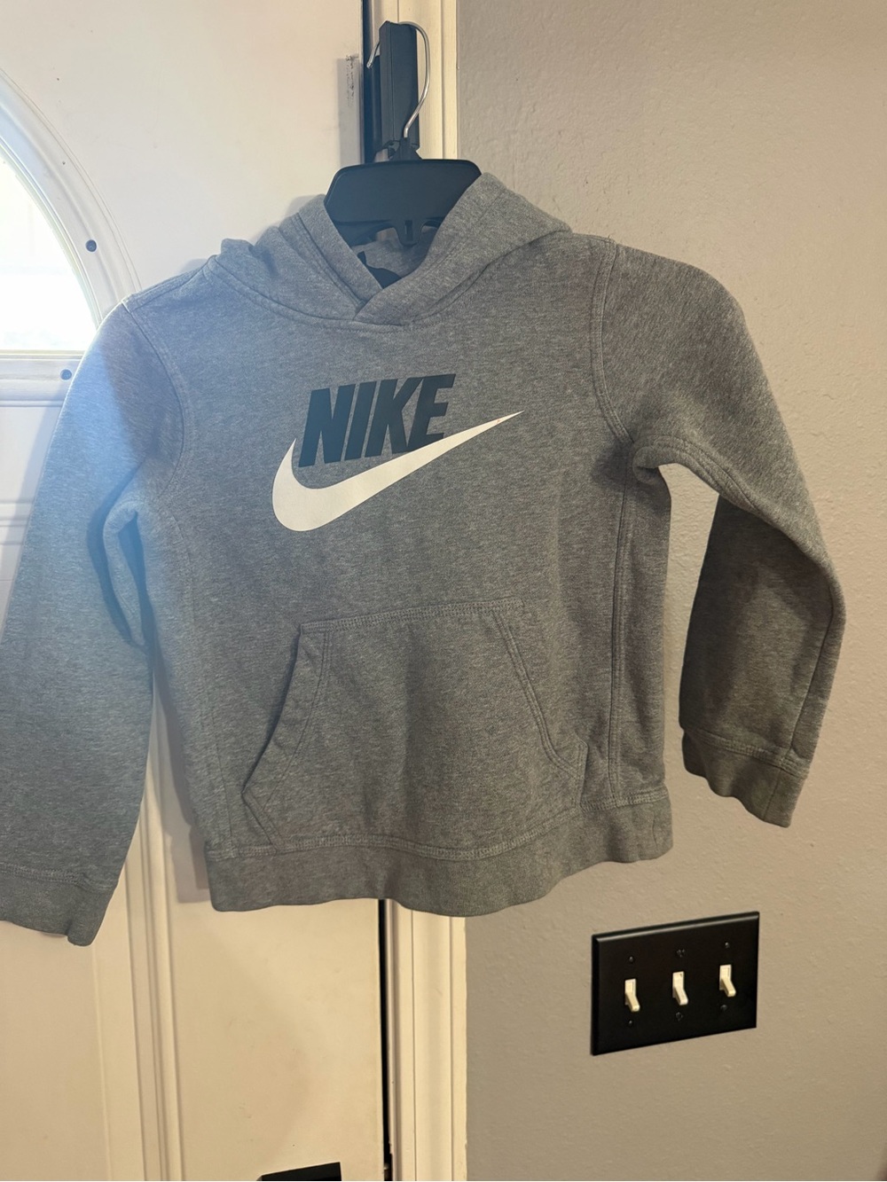 Nike Kids Heather Gray Hoodie with White Swoosh